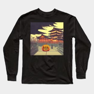 Cloudy Horror Halloween Pumpkin Traditional Palace Long Sleeve T-Shirt